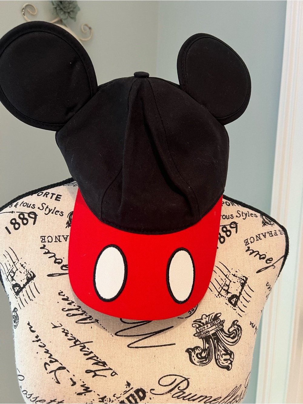 NWOT Disney Parks Mickey Mouse Ear baseball cap | black crown & red brim